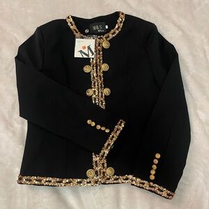 Black Blazer with Gold Accents